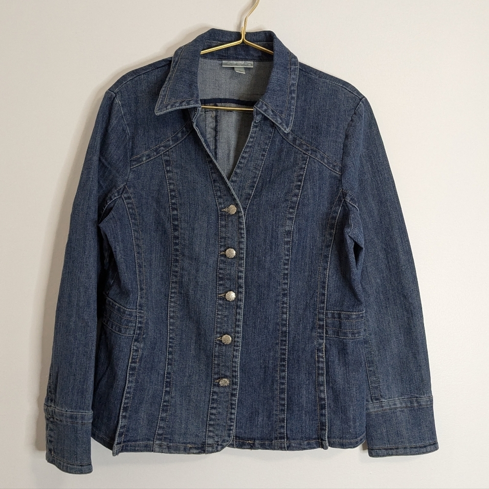 Dressbarn Large Medium Wash‎ Blue Denim Jean Jacket